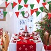 32Ft Green Red White Fabric Bunting Banner Party Decorations Triangle
