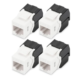 DIGITUS DN-93603 - Cat 6 Keystone Module - 4 Pack - RJ45 Network Socket Cat6 Unshielded - 250MHz - 1GBase-T - 1Gbps - AWG 26 to AWG 22 - Tool Free Assembly