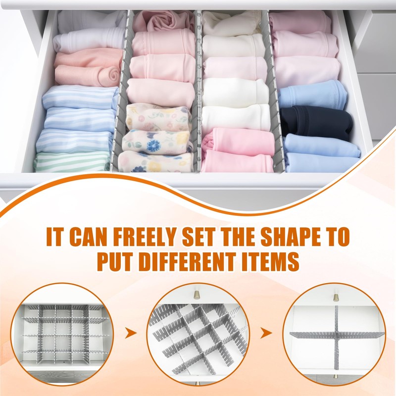 Blosssound 15 Pcs 5.12 Tall Drawer Divider Adjustable Drawer Organizer