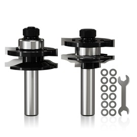 CSOOM 2PCS Ogee Style Rail and Stile Router Bits,1/2 Inch Shank，Cutting Diameter 1-3/4" Kitchen Cabinet Door Frame Shaper Cutters Raise Panel Making Router Bit Set
