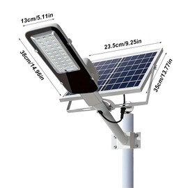 Solar Street Lights Outdoor Lamp, Solar LED Flood Lights Commercial Dusk to Dawn, 300W Waterproof IP65 Remote Control 6000MAH Outside Light for Path/Yard(Wall-mounted Parts Kit Included) (ZJ-BD-05)
