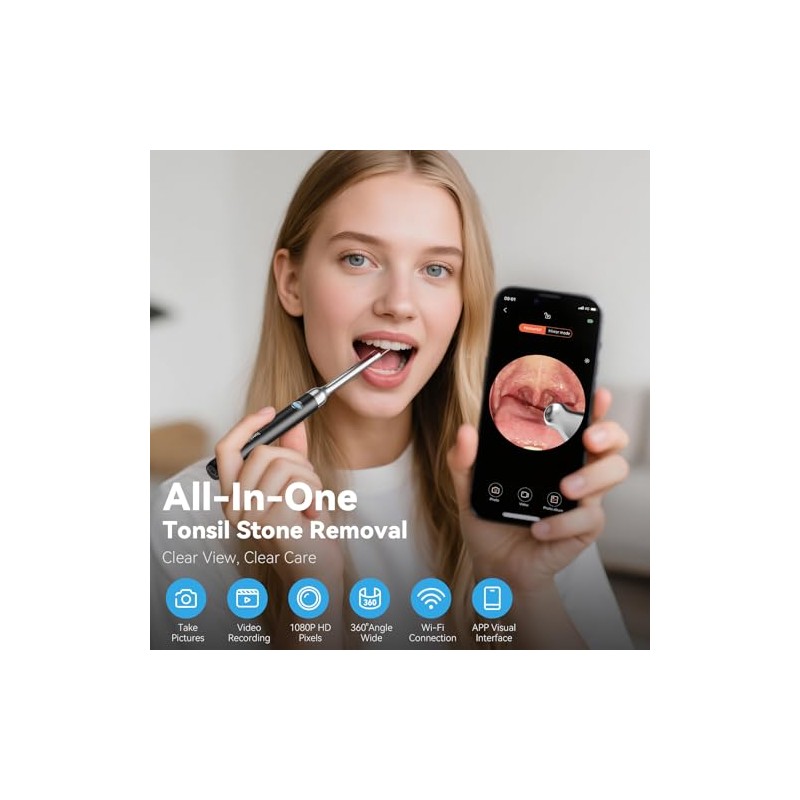 Upgraded Tonsil Stone Remover with Camera, Visual Tonsil Stone Removal