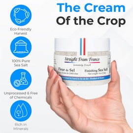 Straight from France Genuinely French, Authentic French Fleur De Sel, Unrefined Hand Harvested Finishing Sea Salt, High in Magnesium and Natural Electrolytes, Ideal for Gourmet Cooking and Hydration, Finer Taste than Celtic Salt 4 Oz (Pack of 2)