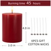 3x4 Inch Red Pillar Candles 45 Hours Unscented Dripless Fat