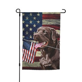 Patriotic Chocolate Labrador Lab Dog Retriever American Flag July Of 4th Garden Flag 12x18 Inch Double Sided Vertical Decoration Yard Small Flag For Outside Holiday Seasonal Outdoor
