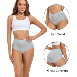 wirarpa Women's Postpartum Underwear High Waisted Ladies Cotton Panties Full Coverage Briefs 5 Pack Heather Grey 3X-Large