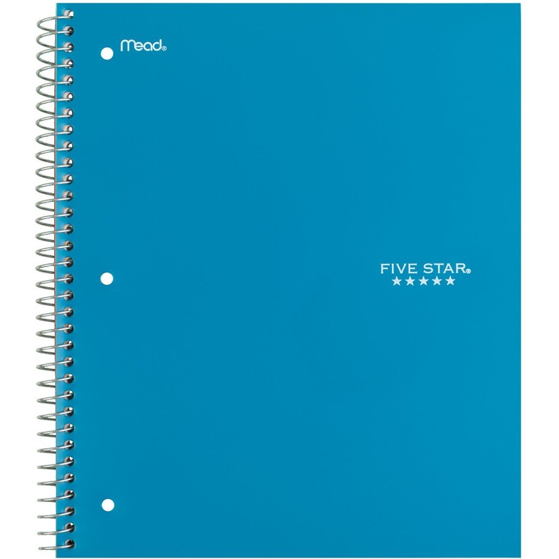 Five Star Spiral Notebook + Study App, 3 Subject, Wide