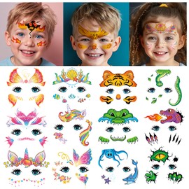 Leesgel Face Tattoos for Baby Girls Make-Up, 24 Sheets Children's Face Tattoo Carnival, Birthday Gift Accessories, Children's Toys and Gadgets