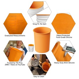 BUCKET LINER 5 Gallon Bucket Liner Reusable Bucket Saver for Concrete Mix Thinset Paint, Reusable Silicone Bucket Pail Liner for Kitchen, Outdoor, Gardening, Camping, Thinset & Paint,Orange