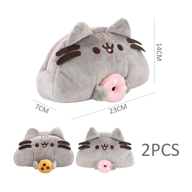 2 Pieces Cute Cat Cosmetic Bag, Plush Cosmetic Bag, Large