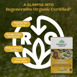 ORGANIC INDIA Té De Manzanilla Pura - Flores De Manzanilla Orgánicas Regenerativas, Sin Cafeína, Calmante Y Relajante, Apoyo Natural Para El Sueño Y La Relajación - 18 Bolsitas De Té, Paquete De 2