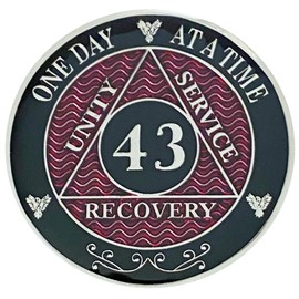 Simply Minimal AA 43 Year Recovery Silver Color Plated Medallions Alcoholics Anonymous Coins