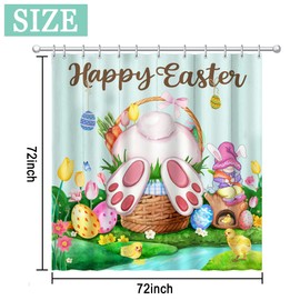 pinata Easter Shower Curtain, Funny Happy Easter Bunny Shower Curtains 72x72 inch, Fabric Rabbit Wooden Grain Bath Curtain for Bathroom, Cute Eggs Bath Curtain with Hooks, Spring Home Decor Gifts