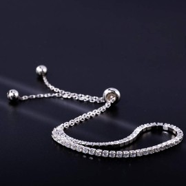 VIKI LYNN Ladies Girls Adjustable Bracelet with 925 Sterling Silver and Cubic Zirconia, Sterling Silver Sterling Silver Zirconia