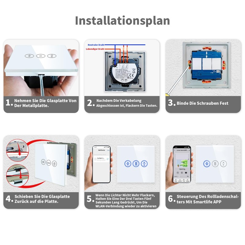 LIAONFOY WiFi Touch Roller Shutter Switch WiFi Blind Switch Sensor