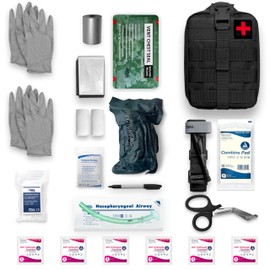 ASA Techmed IFAK Trauma Kit - Comprehensive MOLLE-Compatible First Aid Kit with 20 Essential Tools for Hemorrhage Control, Tactical First Aid, Gunshot Wound Care - Med Kit Tactical (Black)