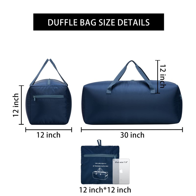 iFARADAY Foldable Duffel Bag 30 inch 75L Large Lightweight Luggage