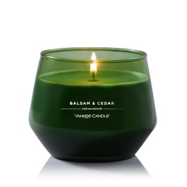 Yankee Candle Studio Medium Candle, Balsam & Cedar, 10 oz: Long-Lasting, Essential-Oil Scented Soy Wax Blend Candle | 40-65 Hours of Burning Time