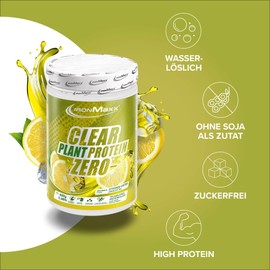 IronMaxx Clear Plant Protein Zero - Lemon Ice Tea 400 g Tin | Sugar-Free, Vegetable Protein Powder on Pea Base | Clear Soluble Vegan Protein | Refreshing Sports Drink without Soy