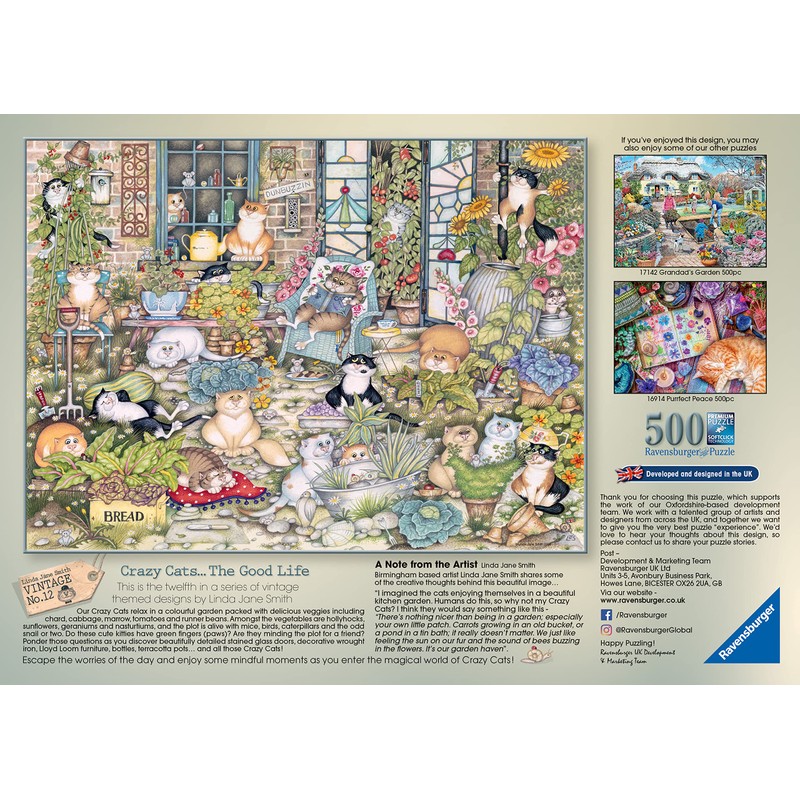 Ravensburger Crazy Cats The Good Life 500 Piece Jigsaw Puzzle