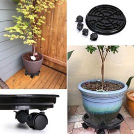 Skelang 11.8" Plant Caddy, Plant Pallet with Brake Wheels, Moving Plant Pot Saucer, Plant Roller Dolly, for Indoor or Outdoor Heavy Duty Planter, Load Capacity 125 Lbs (Black)