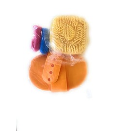 Dog Bath Brush Kit with Adjustable Ring Handle, Short and Long Hair Brushes (yellow)