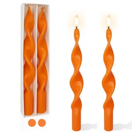 Gedengni Spiral Candlesticks Orange Taper Candles,10inch Long Candle Sticks Cute Tapered Candle Pumpkin Twisted Candlestick Swirl Candles for Home Holiday Party Women Gifts(17D-Orange)