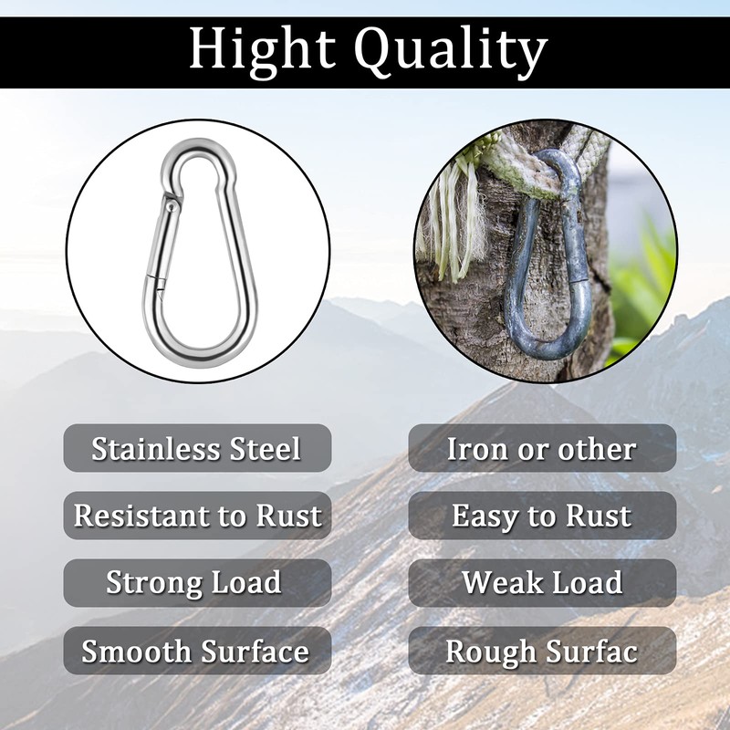 Benvo Carabiner Clips 2 Pack Spring-Snap M8 Hook Quick Link