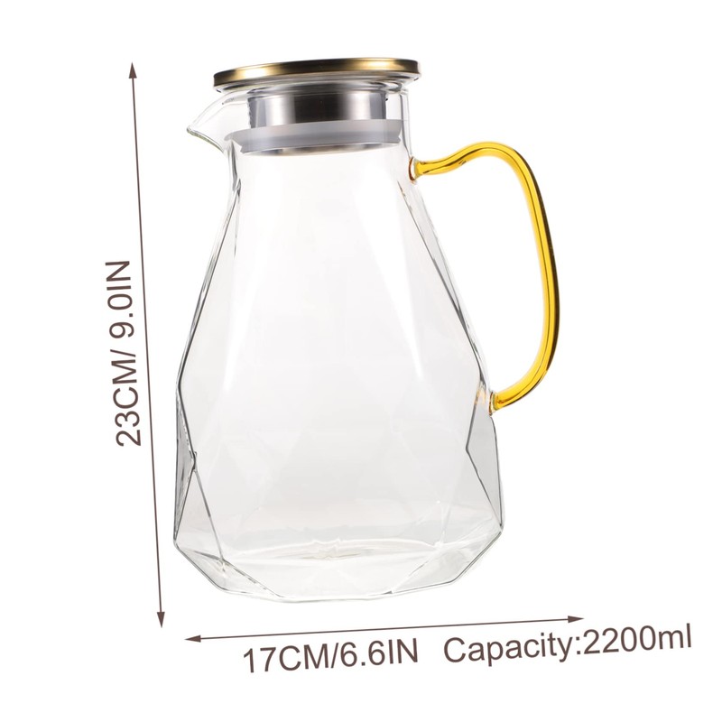 LABRIMP Large Capacity Glass Water Pitcher Drinking Water Filter Stainless
