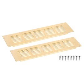 sourcing map Air Vents Cover, 2Pcs 225 x 60mm - Aluminum Alloy Mesh Air Return Vent Cover, Rectangle Louvered Ventilation Grille for Shoe Cabinet Wardrobe (Gold)