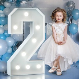 Gigantic Luminous Numbers Decoration Birthday, Wedding Anniversary, 2nd Birthday Party, Luminous Numbers LED, Wedding Decoration, Birthday Engagement Decoration, Party Accessories, Number 2
