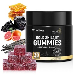 WindBoss 【Black Friday Deal】Organic SHILAJIT Gummies | Organic Pomegrenate Oil Flavor | Cane Sugar Free, Sweetened by Organic Manuka Honey | Clean Formula | Heart & Brain, Cellular Health 30 Healthy Gummies - size: Pack of 1