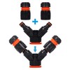 Dual Tap 2 Way Tap Connector with 2 Quick Hose