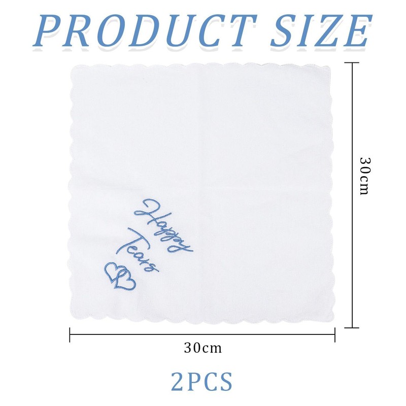 YSJCHEBS Set of 2 Wedding Handkerchiefs, Embroidered Handkerchiefs, Cute Simple
