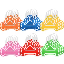 Silkfly 24 Pcs Dog Paw Party Favors Tote Bag Non Woven Reusable Party Favor Bags Candy Bags with Handles Puppy Party Favor Birthday Party Supplies
