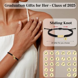 Btysun Graduation Gifts, College Graduation Gifts for Her Initial Bracelets for Women Heart Letter T Black Bracelets 2025 Daughter Niece Jewelry