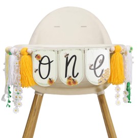 Bee Yarn tassels First Birthday High Chair Banner - Bee for 1st Birthday Highchair Banner,Beehive Theme Birthday Party Supplies,1st Birthday Decoration,Daisy Photo props