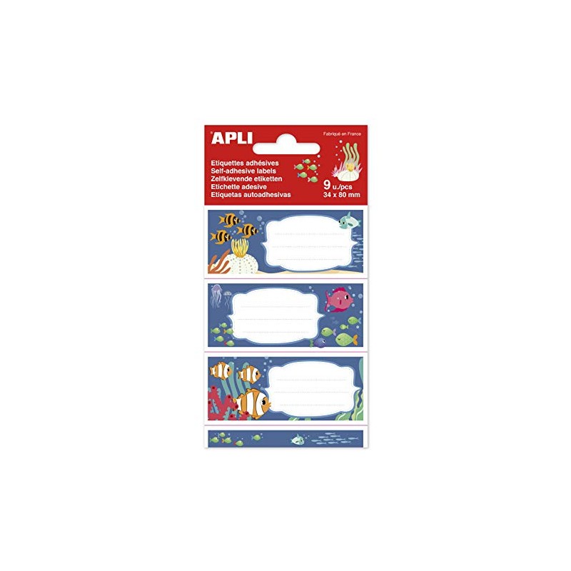 APLI 18433 – School Labels, Marine Backgrounds, 9 Units.