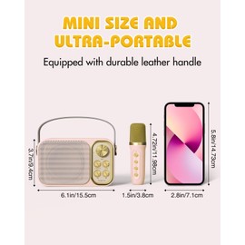 BESCOST LED Karaoke Machine with 2 Wireless Microphones, Mini Karaoke System with 7 Changing Voice Effects, Portable Karaoke Machine for Children