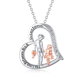 AOBOCO Sisters Gifts from Brother Sterling Silver Bro Sis Forever Necklace