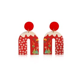 Red Christmas Earrings Acrylic Snowflake Christmas Tree Gift Bell Dangle Drop Earring for Women Christmas Jewelry Gifts