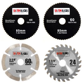 Saxton 85mm TCT Tile HSS Circular Saw Blades Worx Worxsaw Bosch Makita Ryobi Pack B