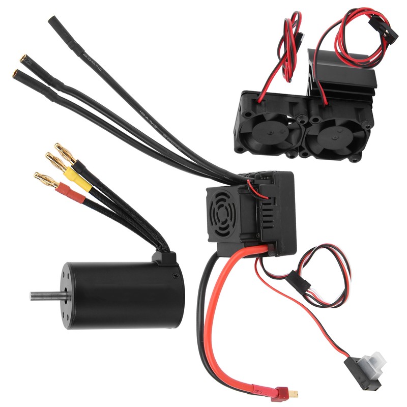 Waterproof 3660 3800KV Brushless Motor 80A Brushless ESC Heatsink Combo