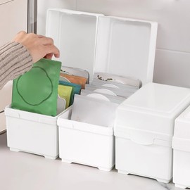 EHERDM Pad and Tampon Organizer for Bathroom Acrylic White Tampon Holder for Bathroom with Lid and Detachable Removable Divider Storage Container for Feminine Products Sugar Coffee Tea Bag Package