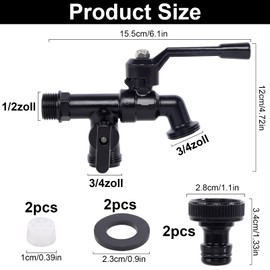 Frost Protection Double Tap Garden 1/2 Inch Made of 100% High Hardness Brass with 2 x 3/4 Inch Outlets, Frost Protection Tap Outdoor Tap Washing Machine Tap 1/2 Inch IBC Outlet Tap 1/2 Inch
