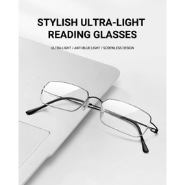 LUFF Ultra Light Reading Glasses for Men/Women,Stylish Blue Light Blocking Computer Glasses,Screwless HD Readers Eyeglasses(1.5X)
