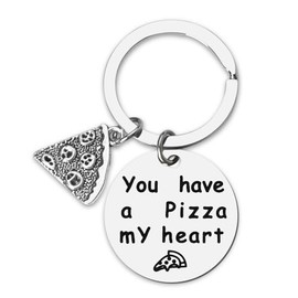 YALLNASL Couple Gift Keychain for Boyfriend Girlfriend Anniversary Birthday Gifts for Husband Wife Gag Gifts for Him Her Funny You Have Pizza My Heart Keychain for Couples