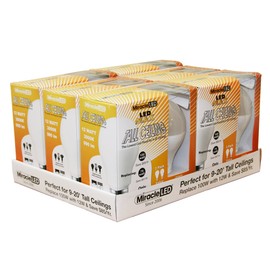 MiracleLED MAX Tall Ceiling, Replaces 100W Household Bulbs, Outperforms Floods in 9-20' Tall Ceilings, Soft White, 12-Pack (604935)