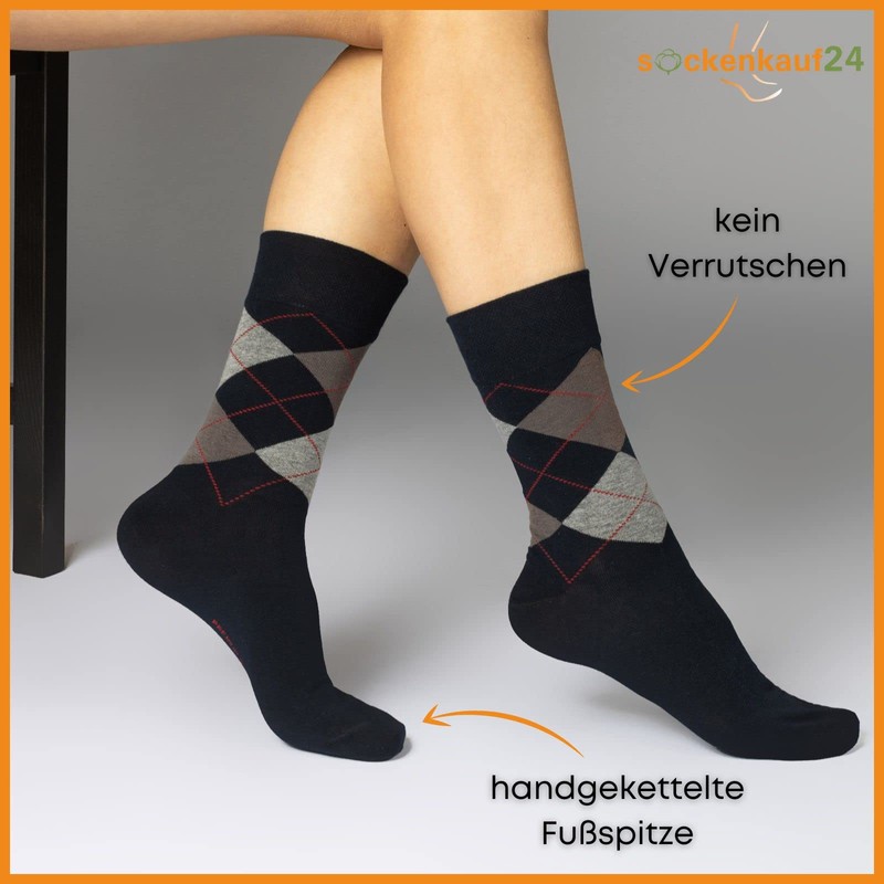 Sockenkauf24 25349 Men’s Socks Checked Cotton – 6 Pairs -