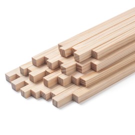 Square Wooden Dowel Rods Wood Square Dowels for Crafting, 30 PCS 8 x 300 mm Small Unfinished Wood Craft Sticks Hardwood Sticks Wooden Strips for Arts and DIYers, Miniature Buildings, Woodworking